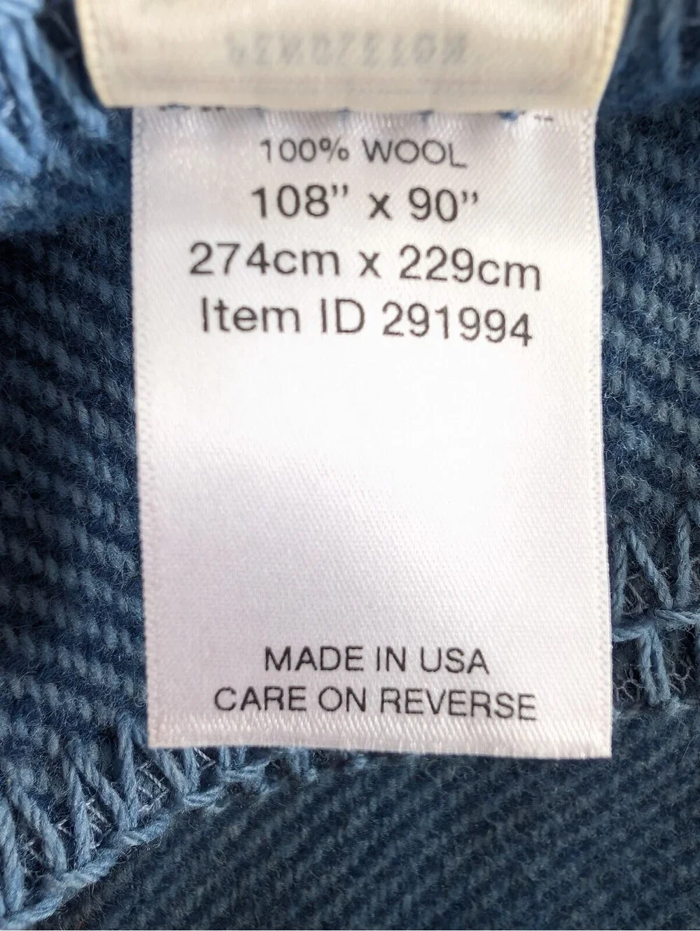 LL Bean x Pendleton 100% Wool Blanket Herringbone Blue King Size 108x90